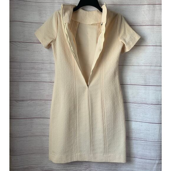 Vintage Styled By Terry Chicago Cream Mod Dress Crimplene Textured 60s - Picture 5 of 15